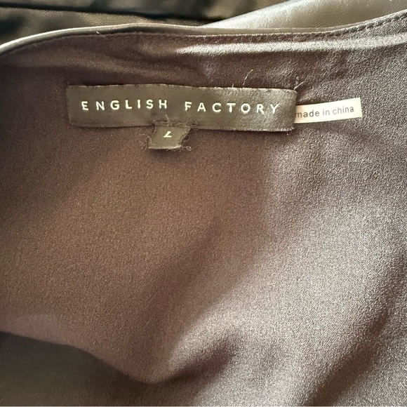 English Factory Black Faux Leather Peplum Top L - Picture 5 of 15